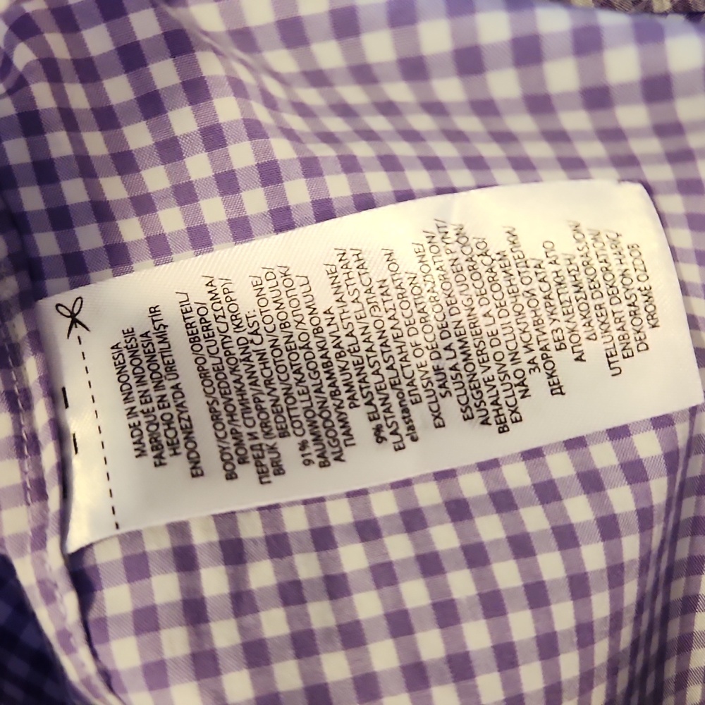 Polo Ralph Lauren Purole White Gingham Size 16 1/2 Custom Fit Button Down Shirt - Picture 12 of 13